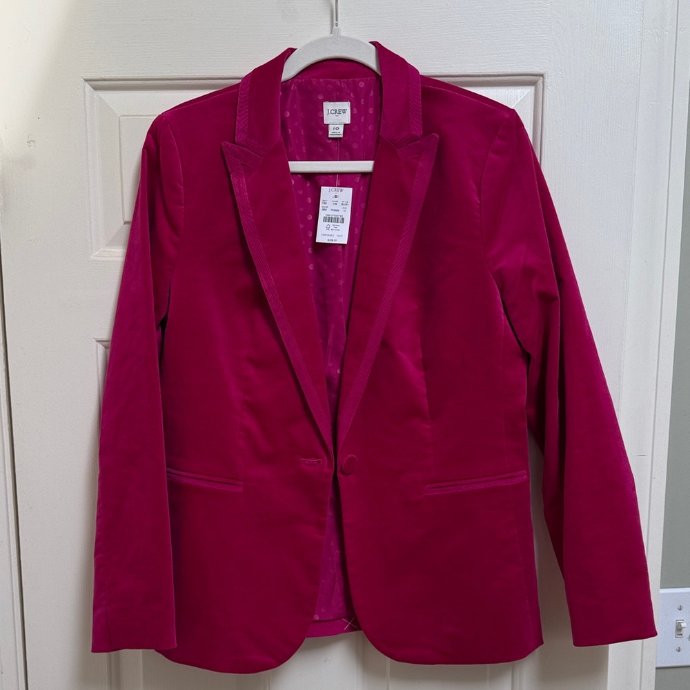 NWT J. Crew Women's Fuchsia Velvet Blazer Sz 10